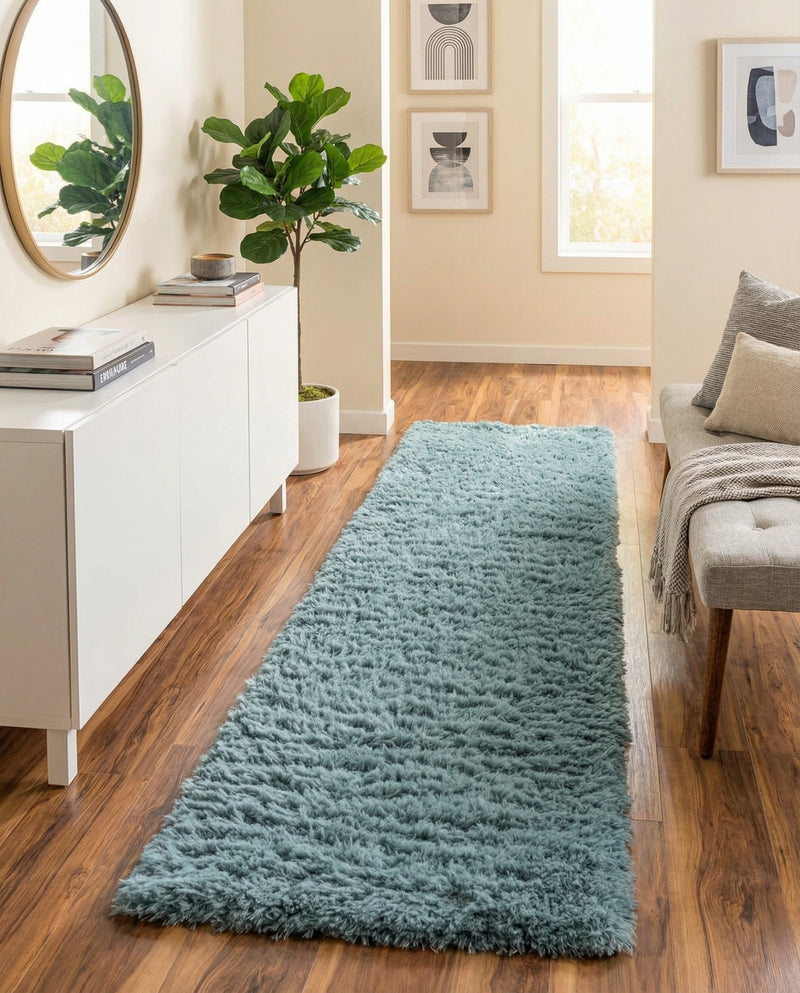 Eternal Plush Oasis Collection Area Rug -  Tranquility (Slate Blue) Runner Slate Blue  lifestyle 32