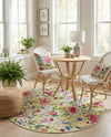 Seaside Blooms Collection Area Rug -  Meadow Round Multi  lifestyle 46