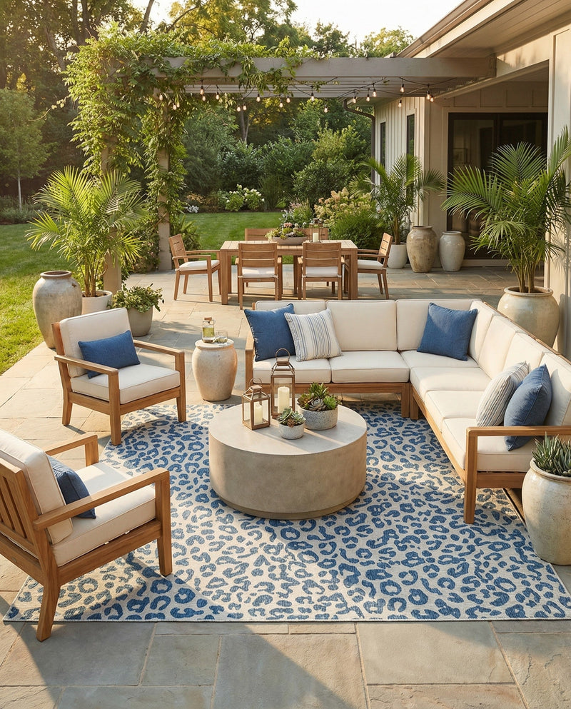 Savannah Escape Collection Area Rug -  Amazon (Blue) Square Blue  lifestyle 30