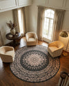 Patio Heritage Collection Area Rug -  Lafayette (Black) Round Black  lifestyle 63
