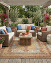 Patio Heritage Collection Area Rug -  Pergola Rectangle Blue and Light Brown  lifestyle 28