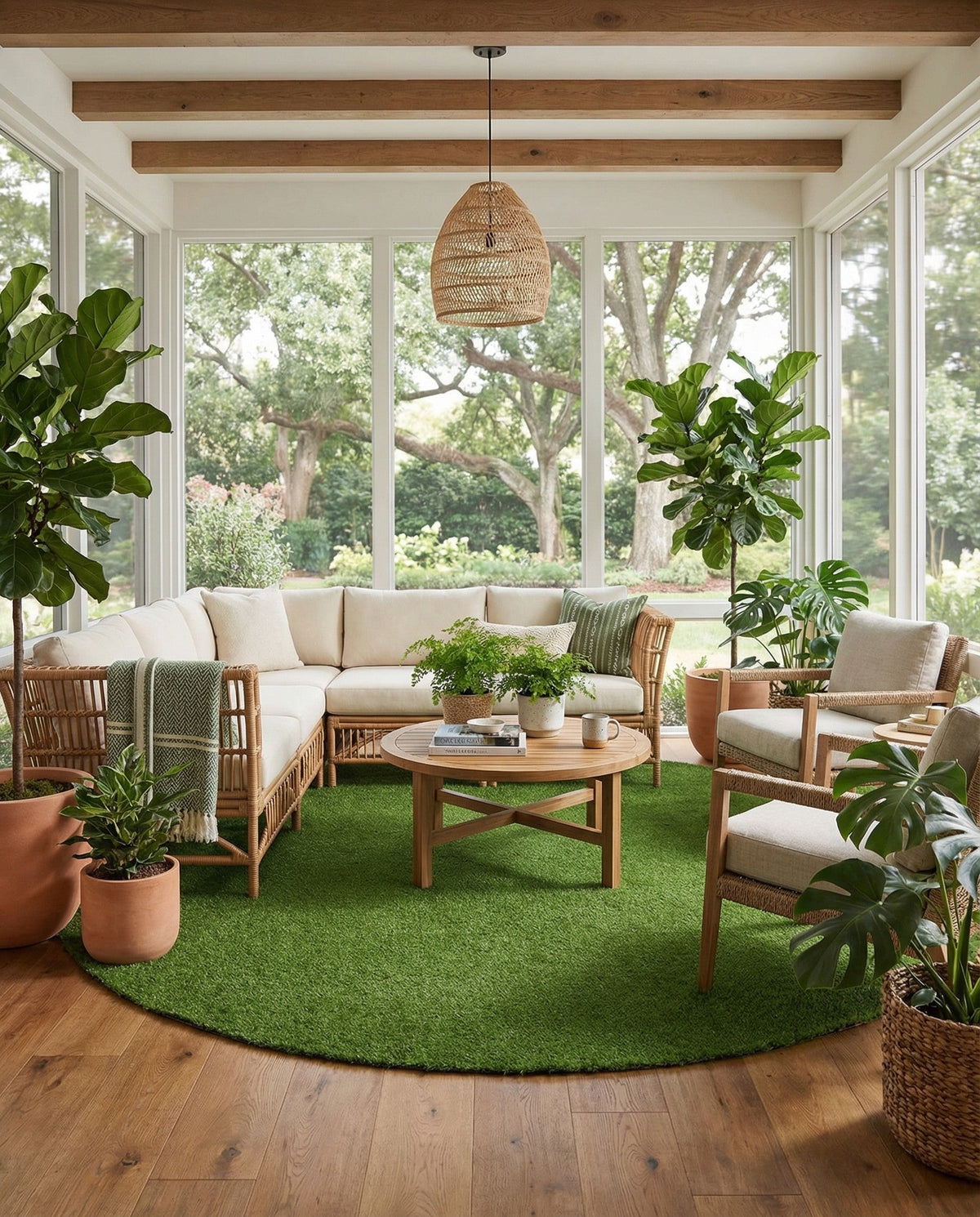 Meadow Retreat Collection Area Rug - Glen Round Green  lifestyle 161