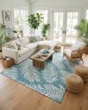Seaside Blooms Collection Area Rug - Verdure (Light Aqua) Square Light Aqua  lifestyle 45