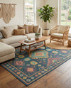 Coastal Terrace Collection Area Rug -  Dunes Rectangle Navy Blue  lifestyle 8