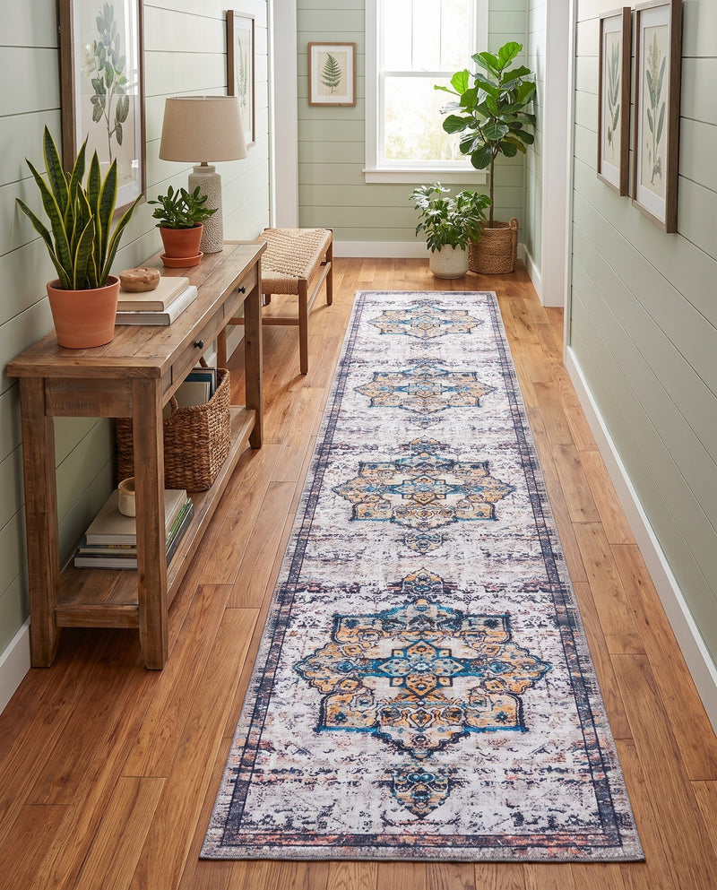 Baroque Era Collection Area Rug - Versailles (Sea Salt White) Runner Sea Salt White  lifestyle 70