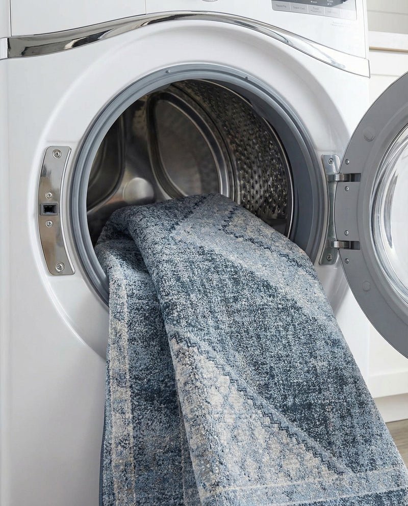 Aegean Elegance Washables Collection Area Rug -  Delos Rectangle Navy Blue  lifestyle 28