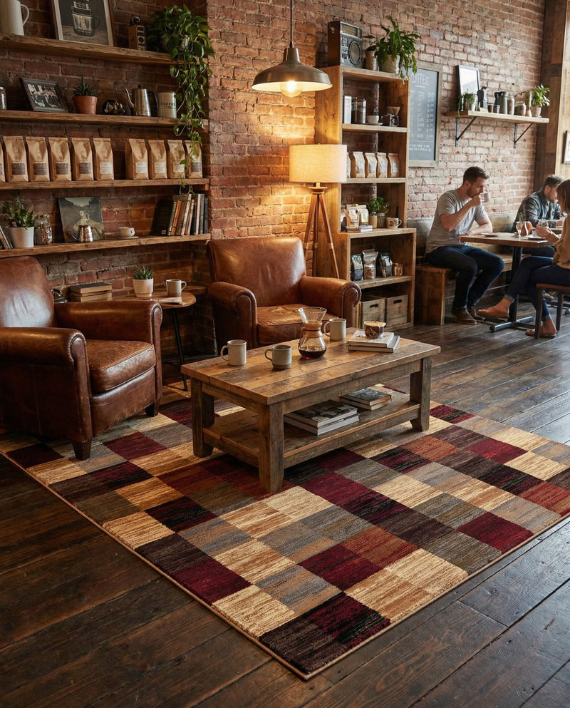 Bistro Lounge Collection Area Rug - Espresso Rectangle Multi  lifestyle 34