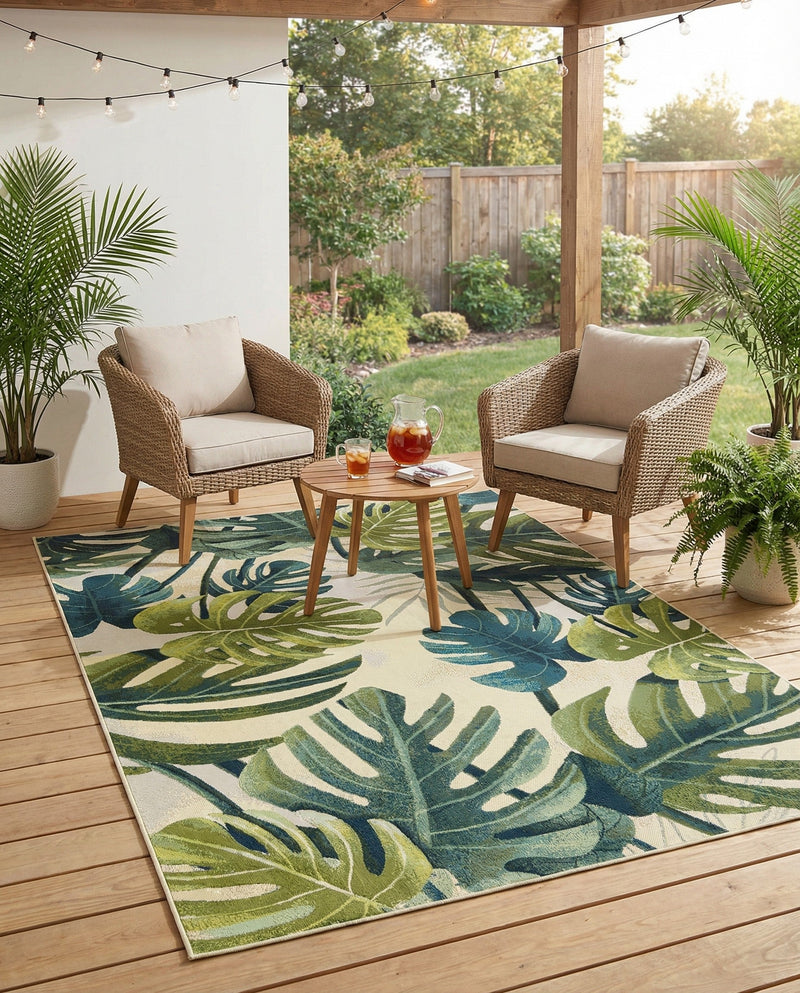 Seaside Blooms Collection Area Rug -  Ivy Rectangle Green  lifestyle 41