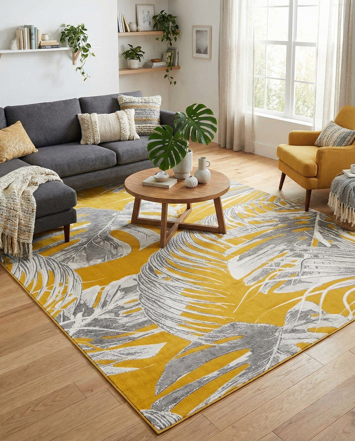 Meadow Breeze Collection Area Rug -  Clover Rectangle Yellow  lifestyle 25