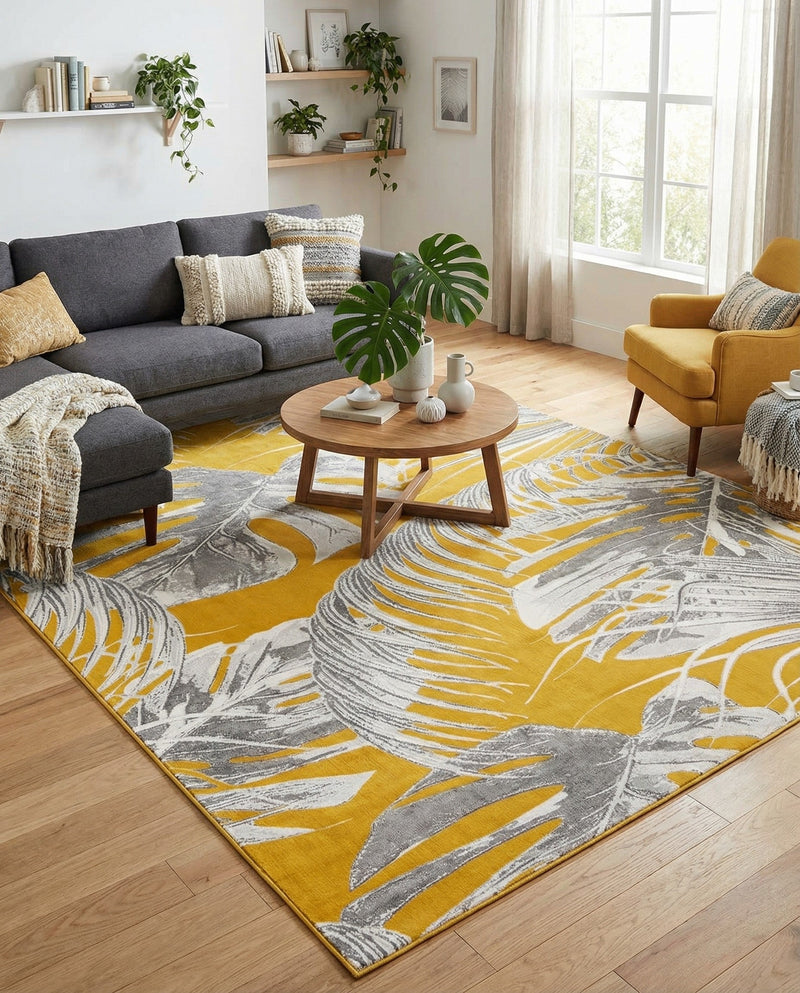 Meadow Breeze Collection Area Rug -  Clover Rectangle Yellow  lifestyle 25