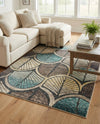 Outdoor Marrakesh Collection Area Rug -  Rabat Rectangle Gray Blue Ivory  lifestyle 13