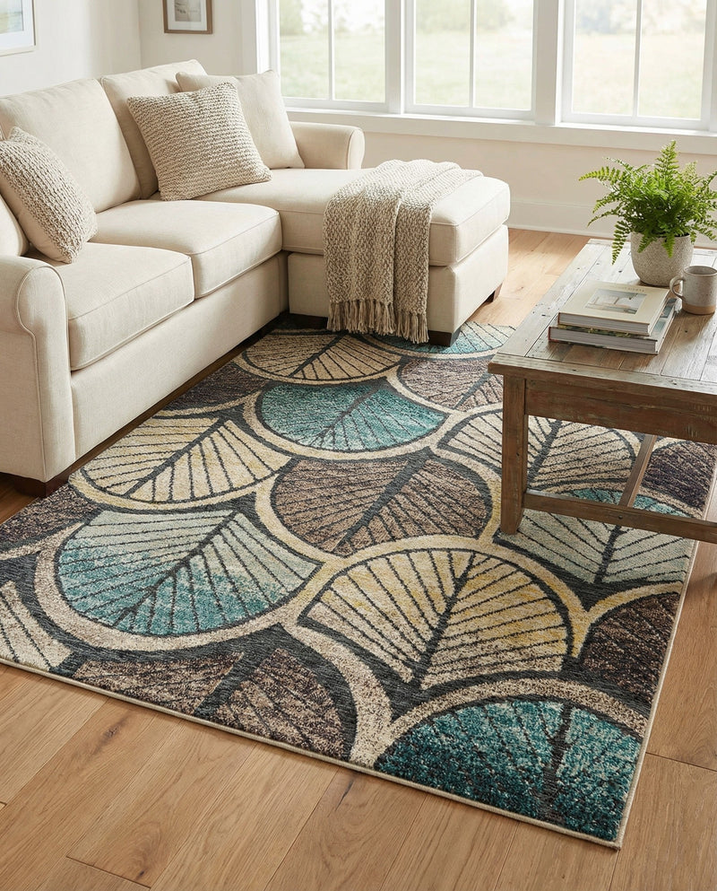 Outdoor Marrakesh Collection Area Rug -  Rabat Rectangle Gray Blue Ivory  lifestyle 13