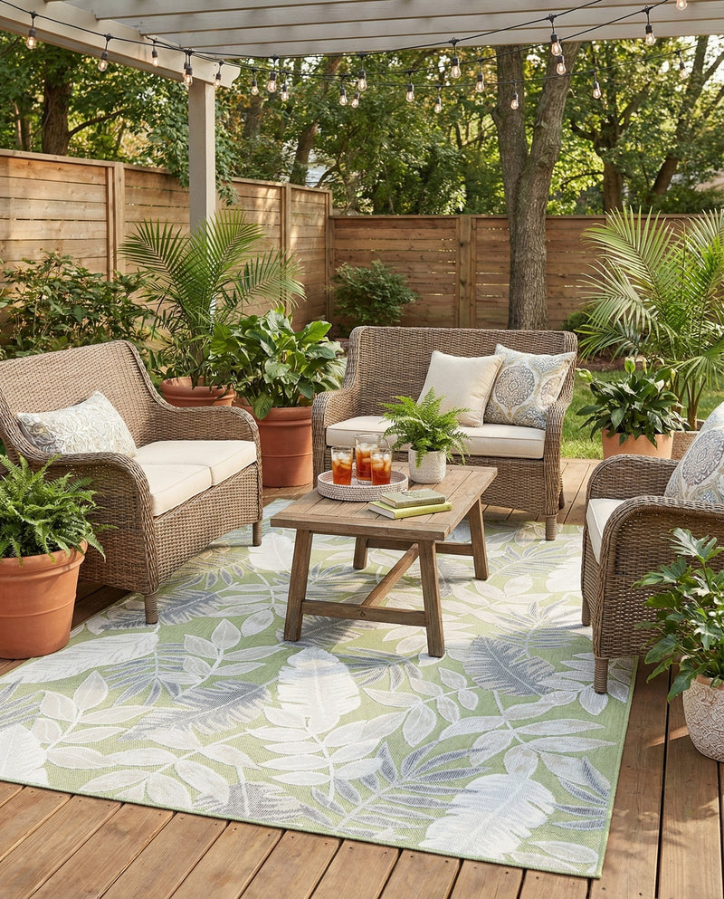 Seaside Blooms Collection Area Rug -  Serene Rectangle Green  lifestyle 21