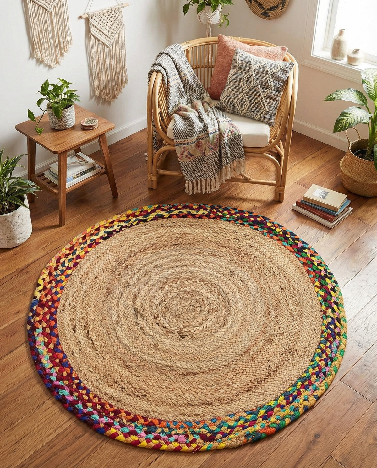 Woven Seaside Jute Collection Area Rug - Seabrook Round Natural  lifestyle 33