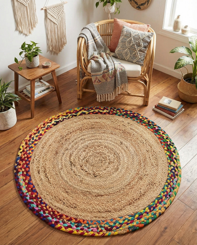 Woven Seaside Jute Collection Area Rug - Seabrook Round Natural  lifestyle 33
