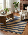 Woven Seaside Jute Collection Area Rug - Nantucket Rectangle Navy Ivory  lifestyle 24