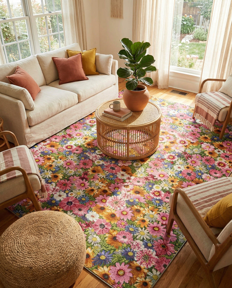 Seaside Blooms Collection Area Rug -  Marseilles Rectangle Multi  lifestyle 46