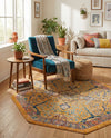 Seville Stripes Collection Area Rug -  Malaga (Yellow) Octagon Yellow  lifestyle 66