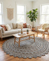 Woven Seaside Jute Collection Area Rug - Coastalhaven (Gray) Round Gray  lifestyle 36