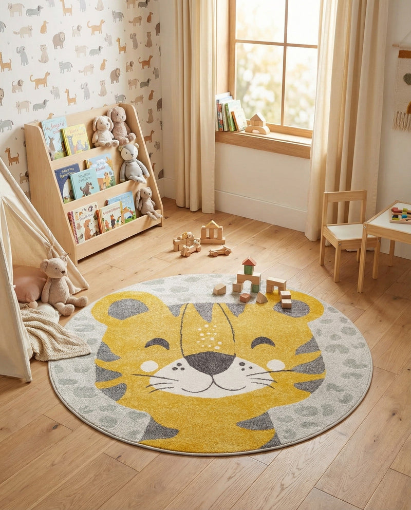 Wonder Tykes Collection Area Rug -  Doodle Round Gray  lifestyle 8