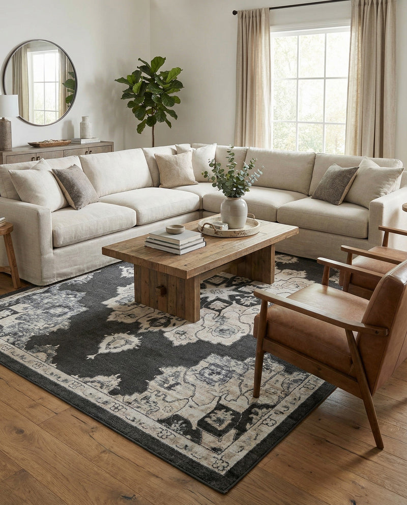 Beverly Grove Collection Area Rug - Melrose (Charcoal) Rectangle Charcoal  lifestyle 24