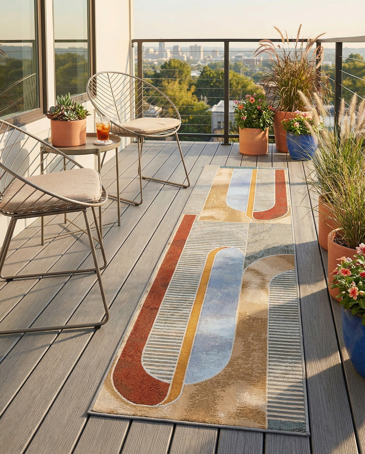 Urban Terrace Collection Area Rug -  Deck Runner Multi  lifestyle 90