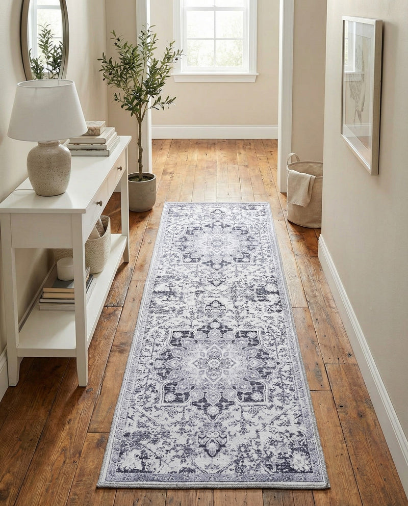 Baroque Era Collection Area Rug - Versailles (Light Gray) Runner Light Gray  lifestyle 18