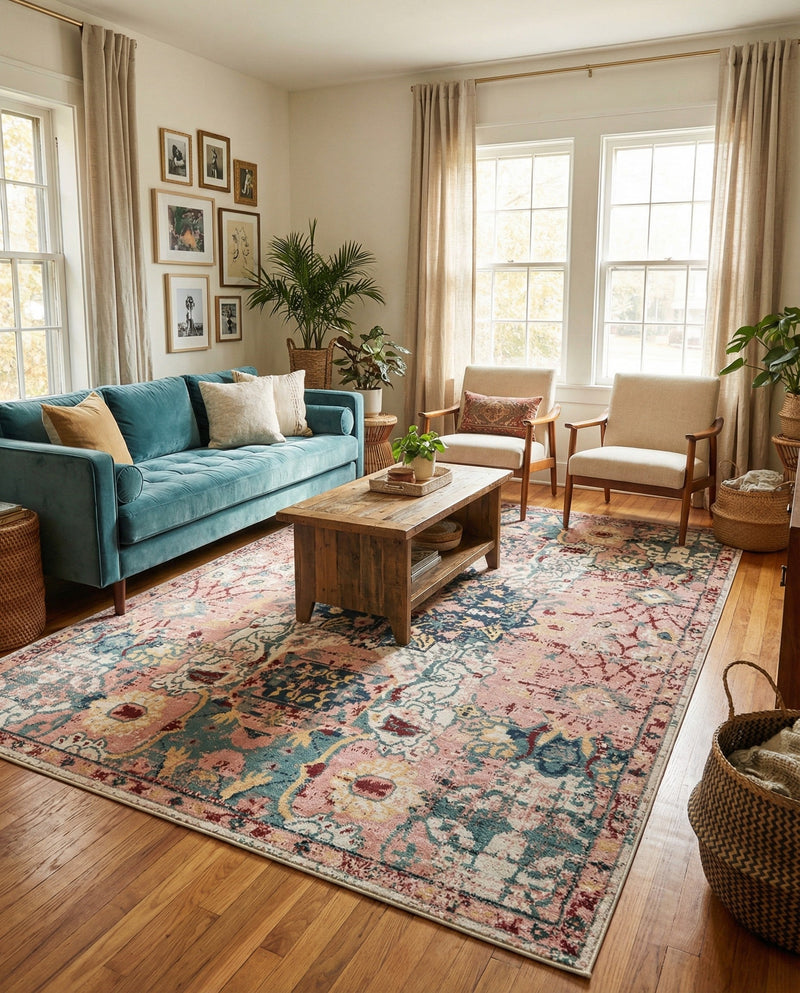Savannah Elegance Collection Area Rug -  Azalea Rectangle Pink  lifestyle 32