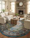 Savannah Soiree Collection Area Rug - Serengeti (Blue) Oval Blue  lifestyle 74
