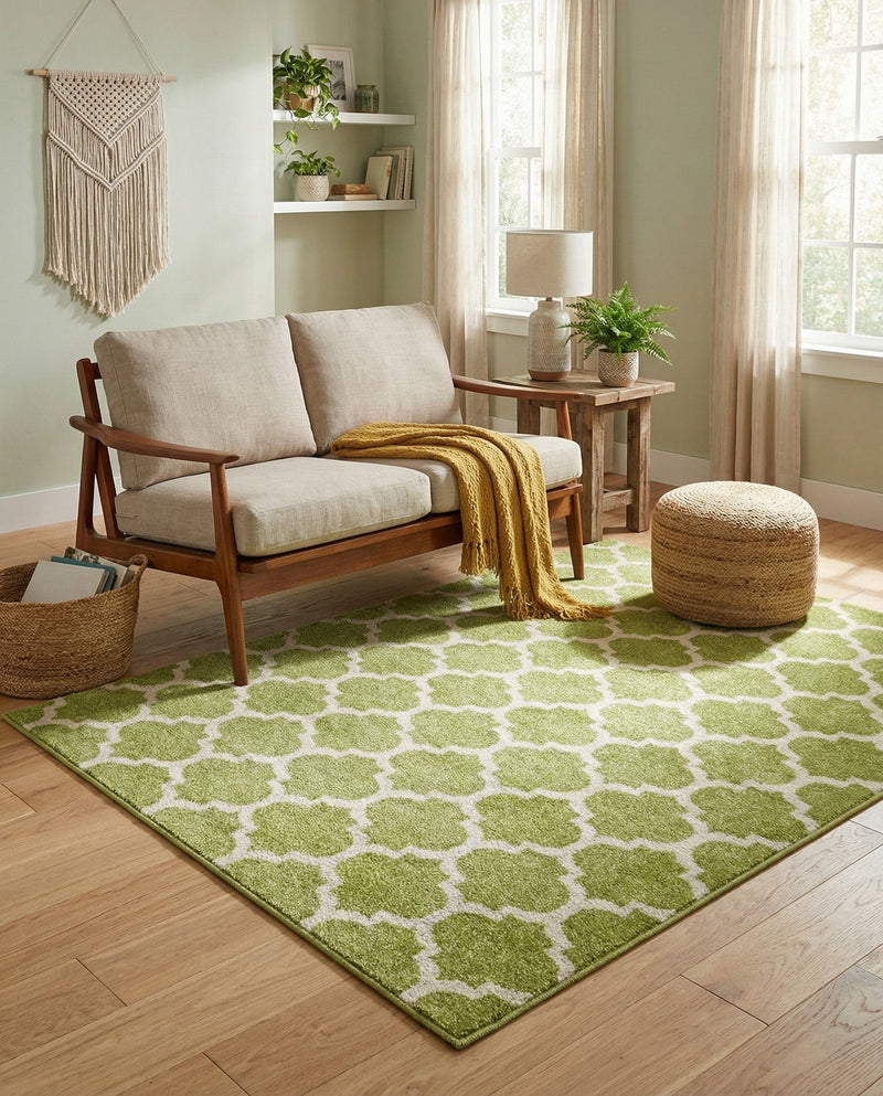 Lattice Gardens Collection Area Rug -  Bloomfield (Light Green) Rectangle Light Green  lifestyle 24