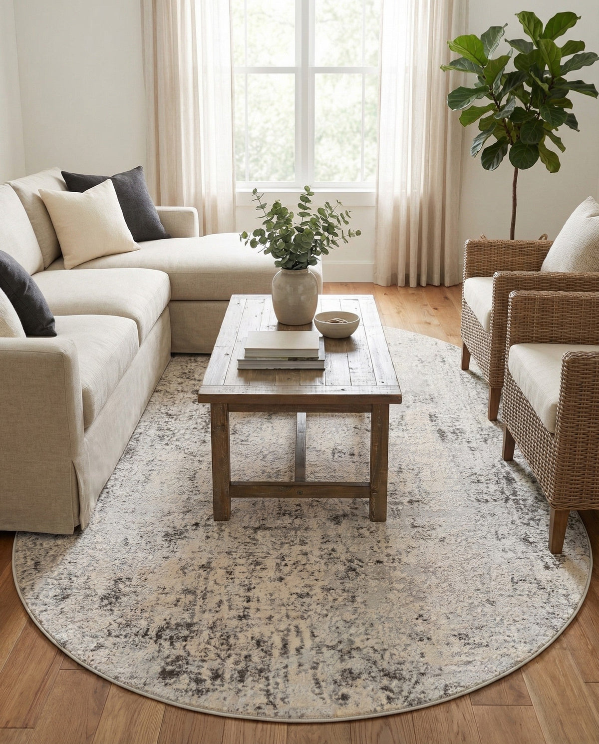 Aegean Elegance Collection Area Rug -  Paros Oval Gray  lifestyle 80