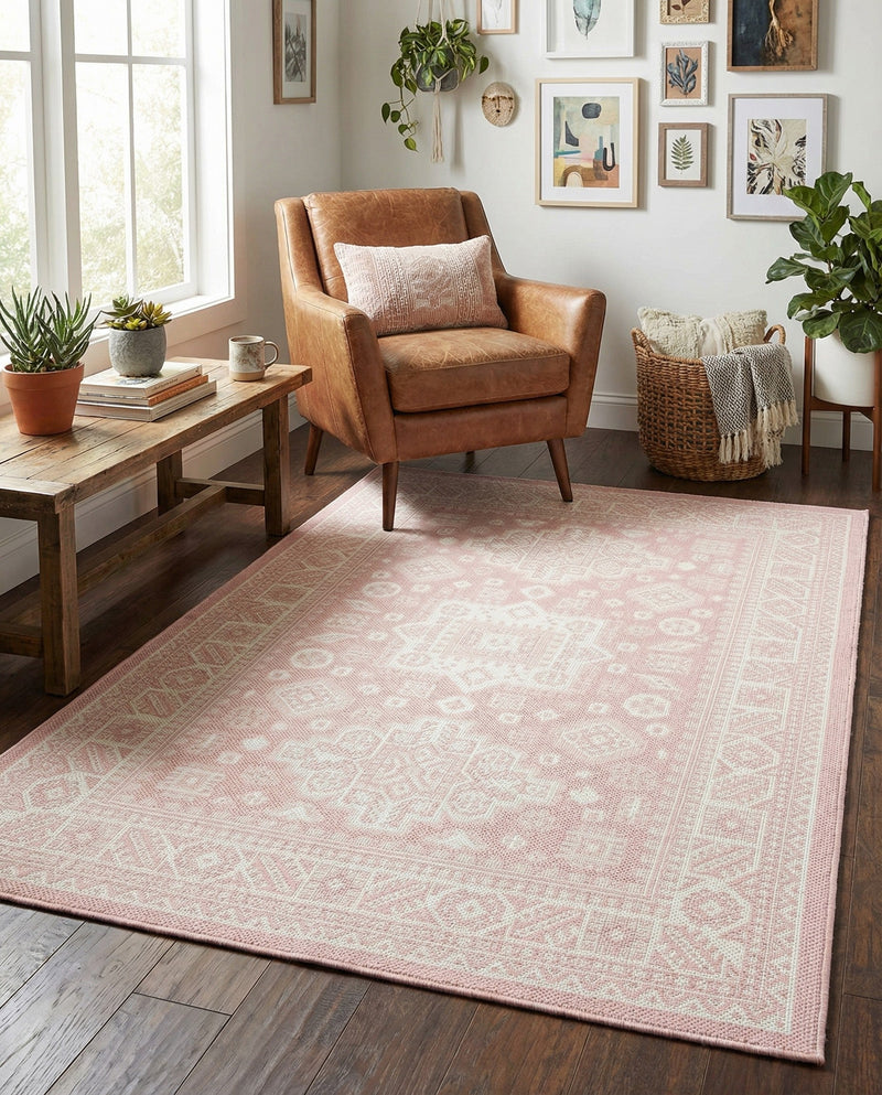 Tribal Terrace Treasures Collection Area Rug -  Incan Isle (Pink) Rectangle Pink  lifestyle 31