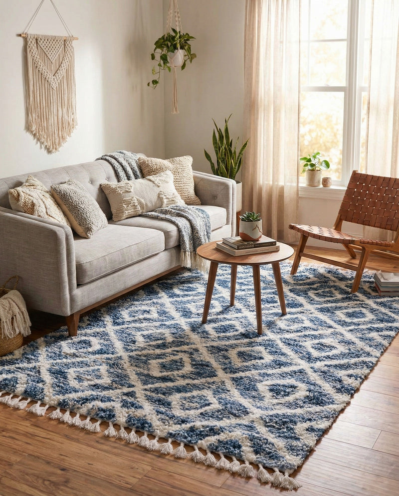 Cozy Cove Shag Collection Area Rug -  Dunes Rectangle Blue  lifestyle 23