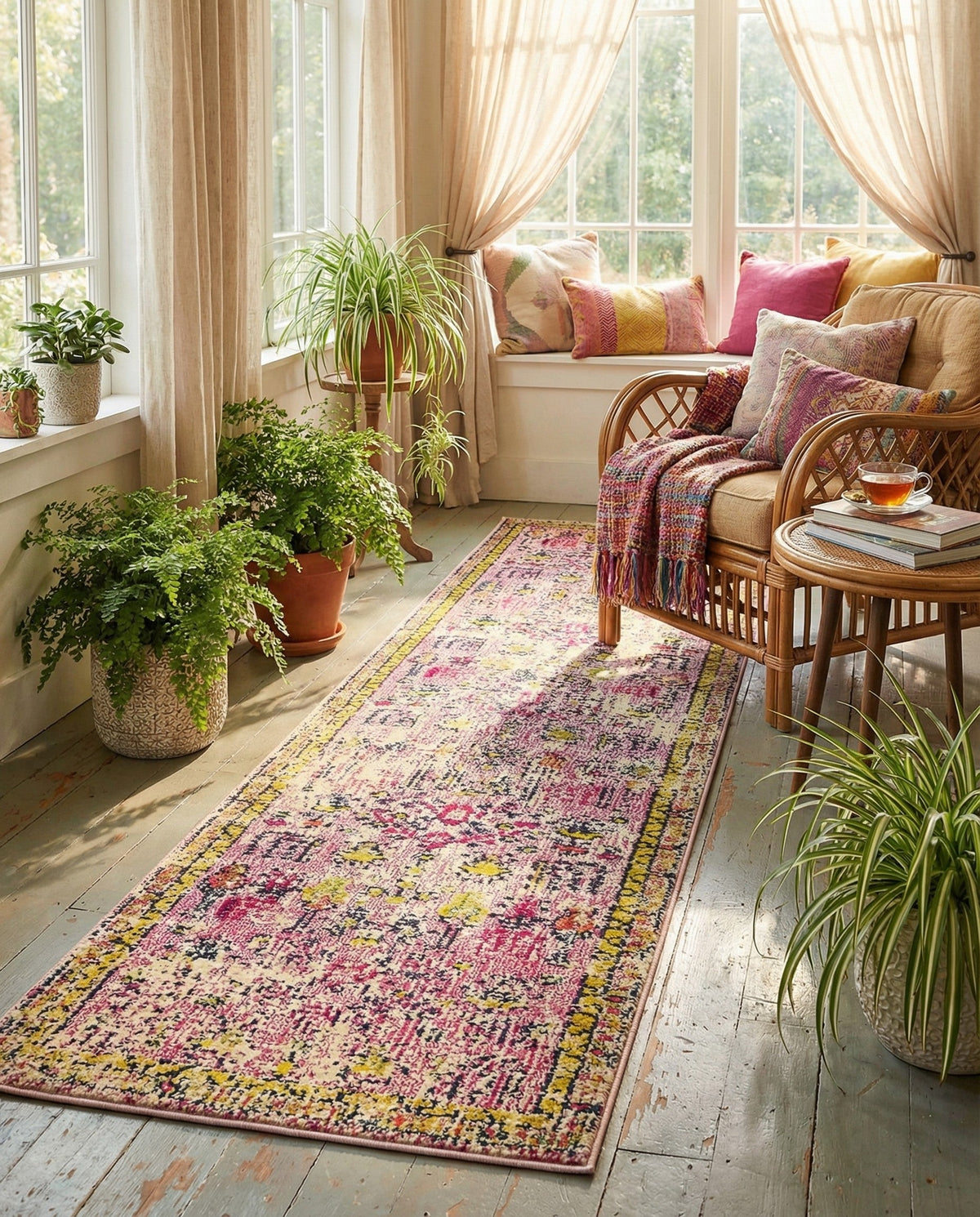 Sierra Collection Area Rug -  Shasta Runner Pink  lifestyle 116