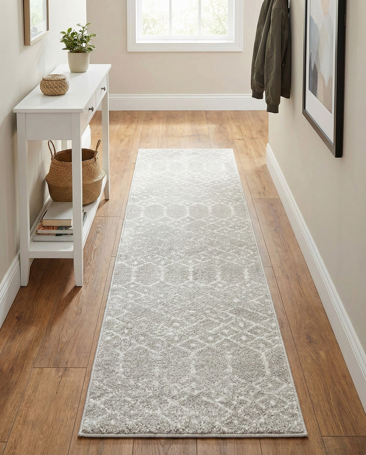 Marrakesh Lattice Collection Area Rug - Casablanca (Light Gray) Runner Light Gray  lifestyle 93