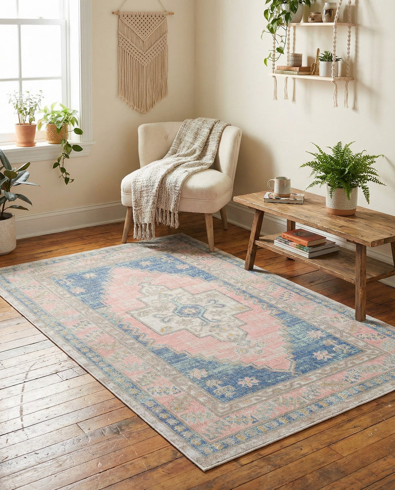Savannah Series Collection Area Rug -  Augusta (French Blue) Rectangle French Blue  lifestyle 26