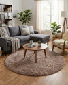 Eternal Plush Oasis Collection Area Rug -  Tranquility (Khaki) Round Khaki  lifestyle 38