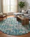Urban Terrace Collection Area Rug -  Gazebo Round Aqua Blue  lifestyle 65