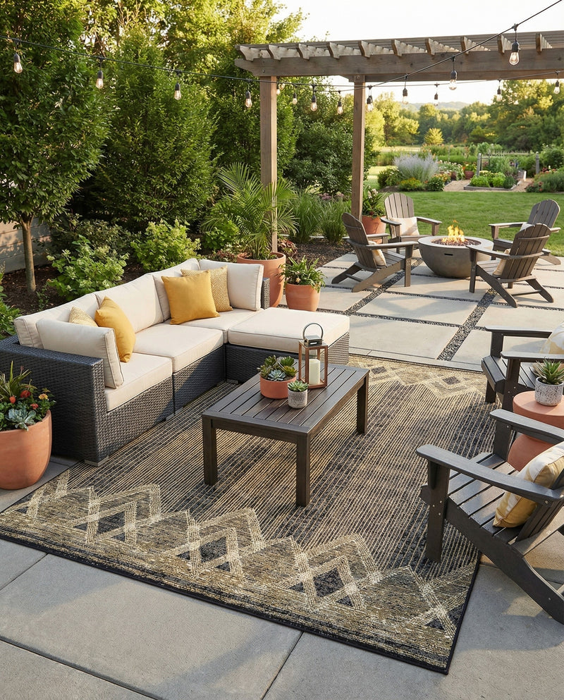 Urban Terrace Collection Area Rug -  Loft Rectangle Charcoal  lifestyle 37