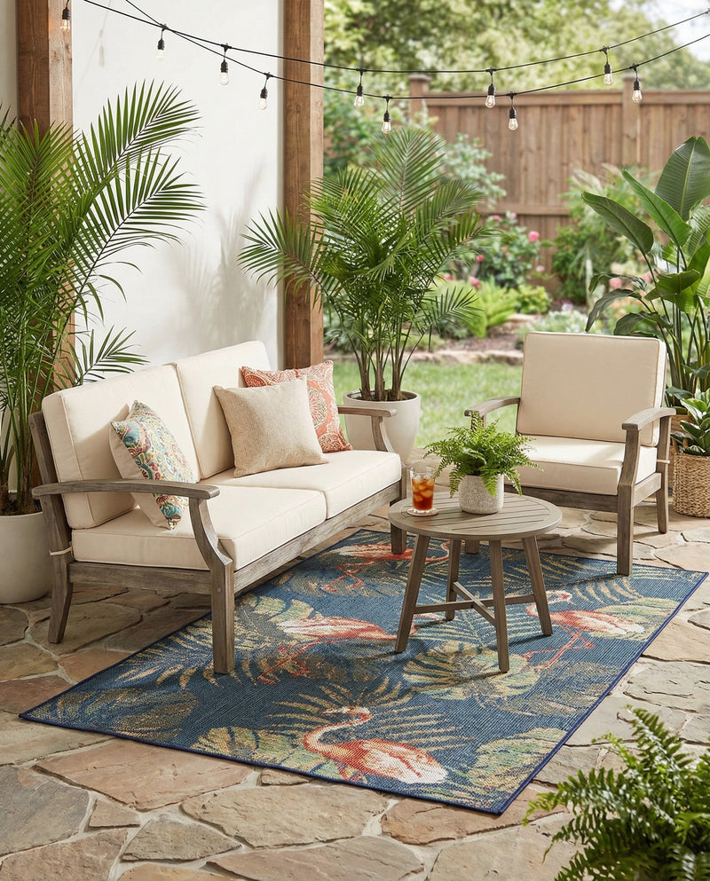 Coastal Terrace Collection Area Rug - Seabreeze Rectangle Navy Blue  lifestyle 12