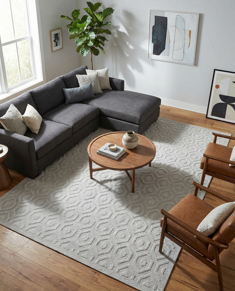 Garden Lattice Charm Collection Area Rug - Arbor (Grey) Rectangle Grey  lifestyle 5