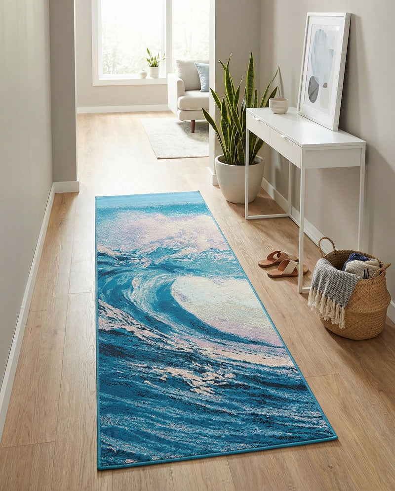 Urban Terrace Collection Area Rug - Veranda Runner Blue  lifestyle 60