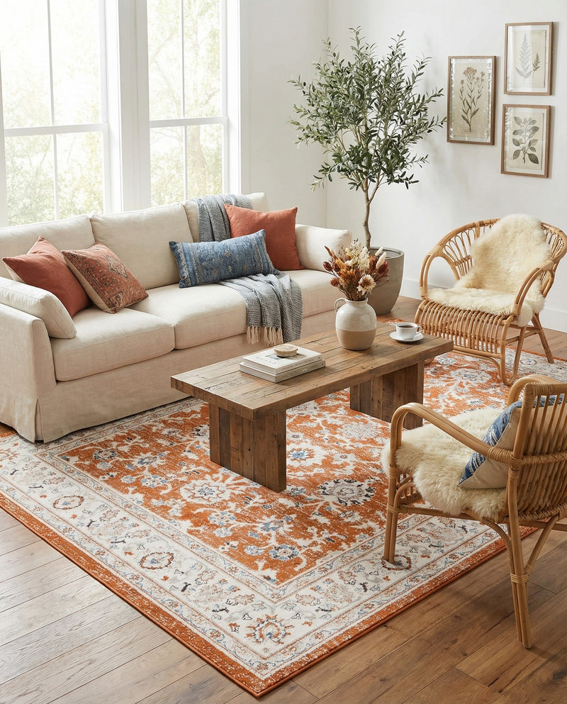 Savannah Elegance Collection Area Rug - Augusta (Rust Red) Rectangle Rust Red  lifestyle 18
