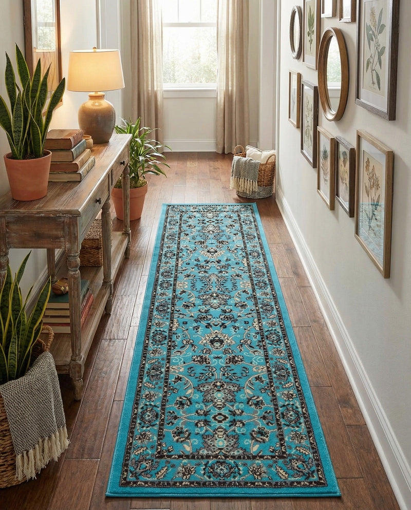 Isfahan Elegance Collection Area Rug - Naghsh-e Jahan (Turquoise) Runner Turquoise  lifestyle 52