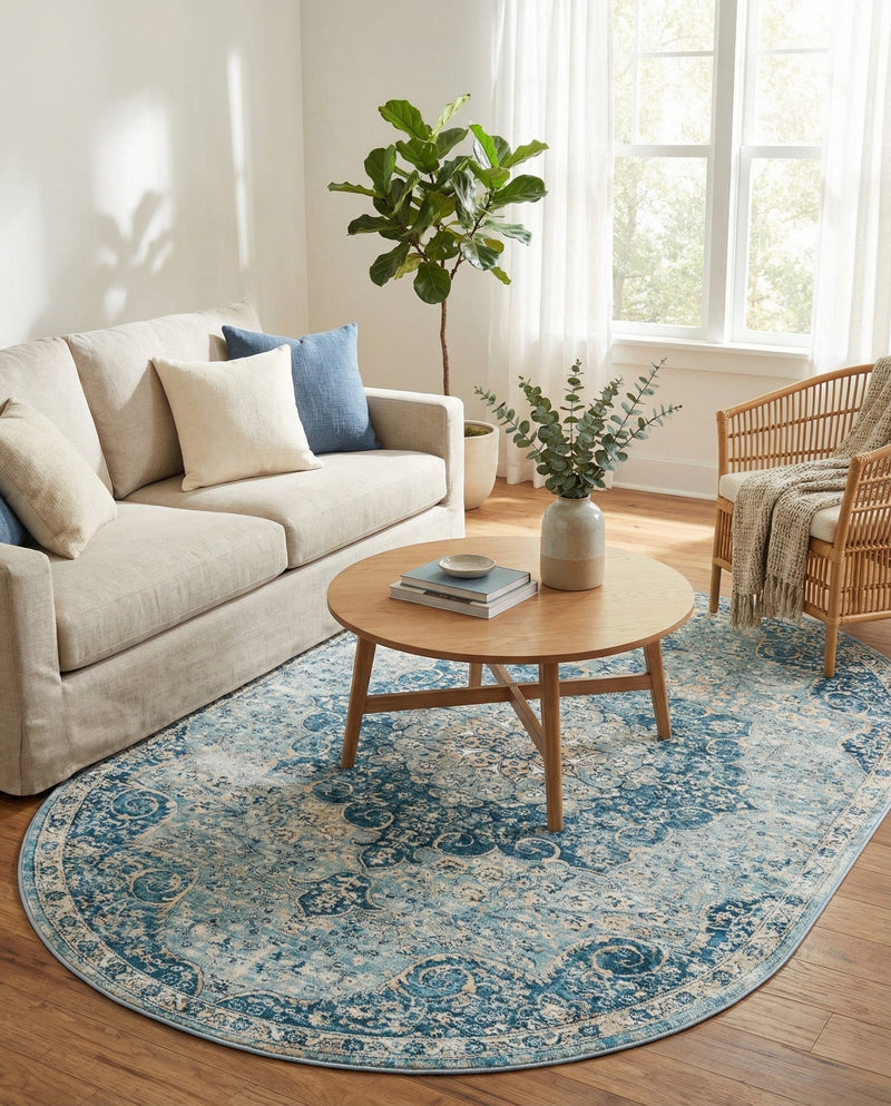 Coastal Haven Collection Area Rug - Seabreeze (Navy Blue) Oval Navy Blue  lifestyle 35
