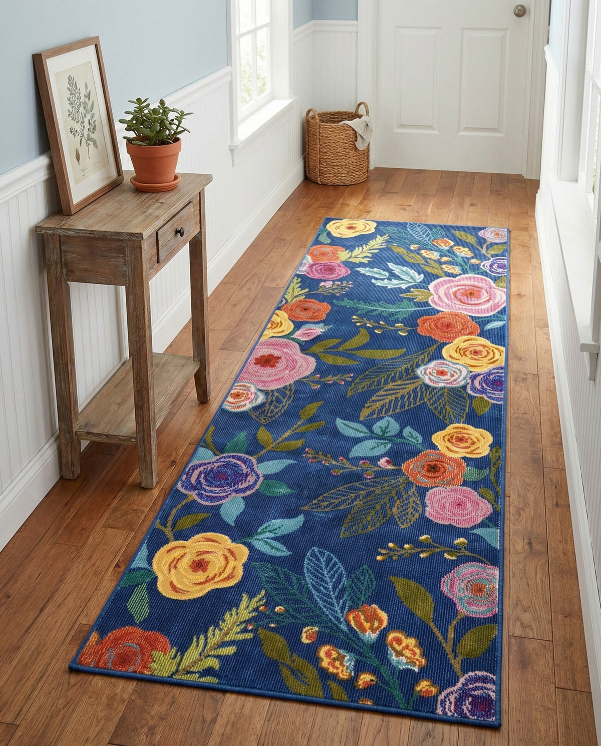 Meadow Breeze Collection Area Rug -  Petal Runner Blue  lifestyle 233