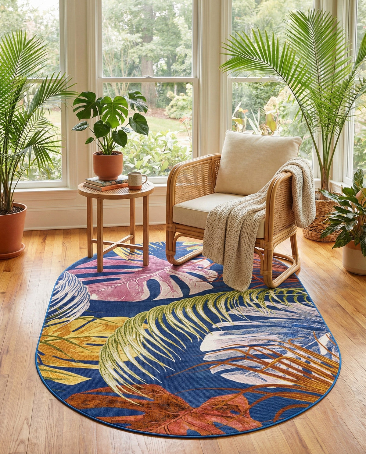Meadow Breeze Collection Area Rug -  Clover Oval Multi  lifestyle 199