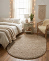 Plush Oasis Collection Area Rug - Serenity (Taupe) Oval Taupe  lifestyle 59