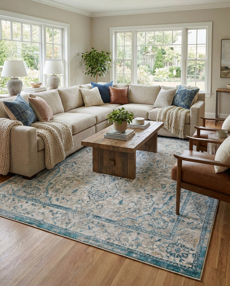 Seville Stripes Collection Area Rug - Cadiz (Light Gray) Rectangle Light Gray  lifestyle 27