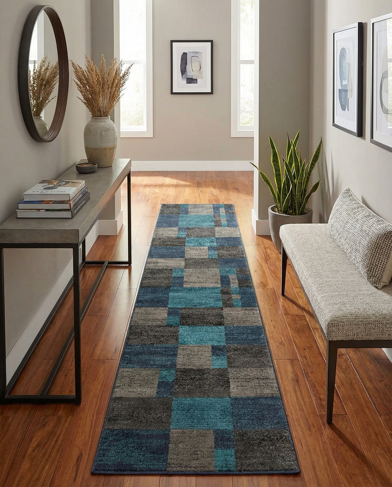 Autumn Meadow Collection Area Rug -  Sycamoreside (Blue Gray) Runner Blue Gray  lifestyle 66